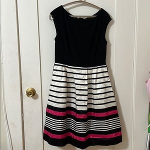 Eliza J Pink & Black Striped Cocktail Dress Size 8